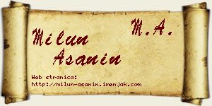 Milun Ašanin vizit kartica
